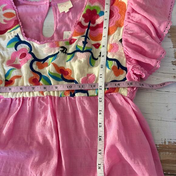 Anthropologie Plenty by Tracy Reese Embroidered Babydoll Blouse Large - Picture 7 of 13